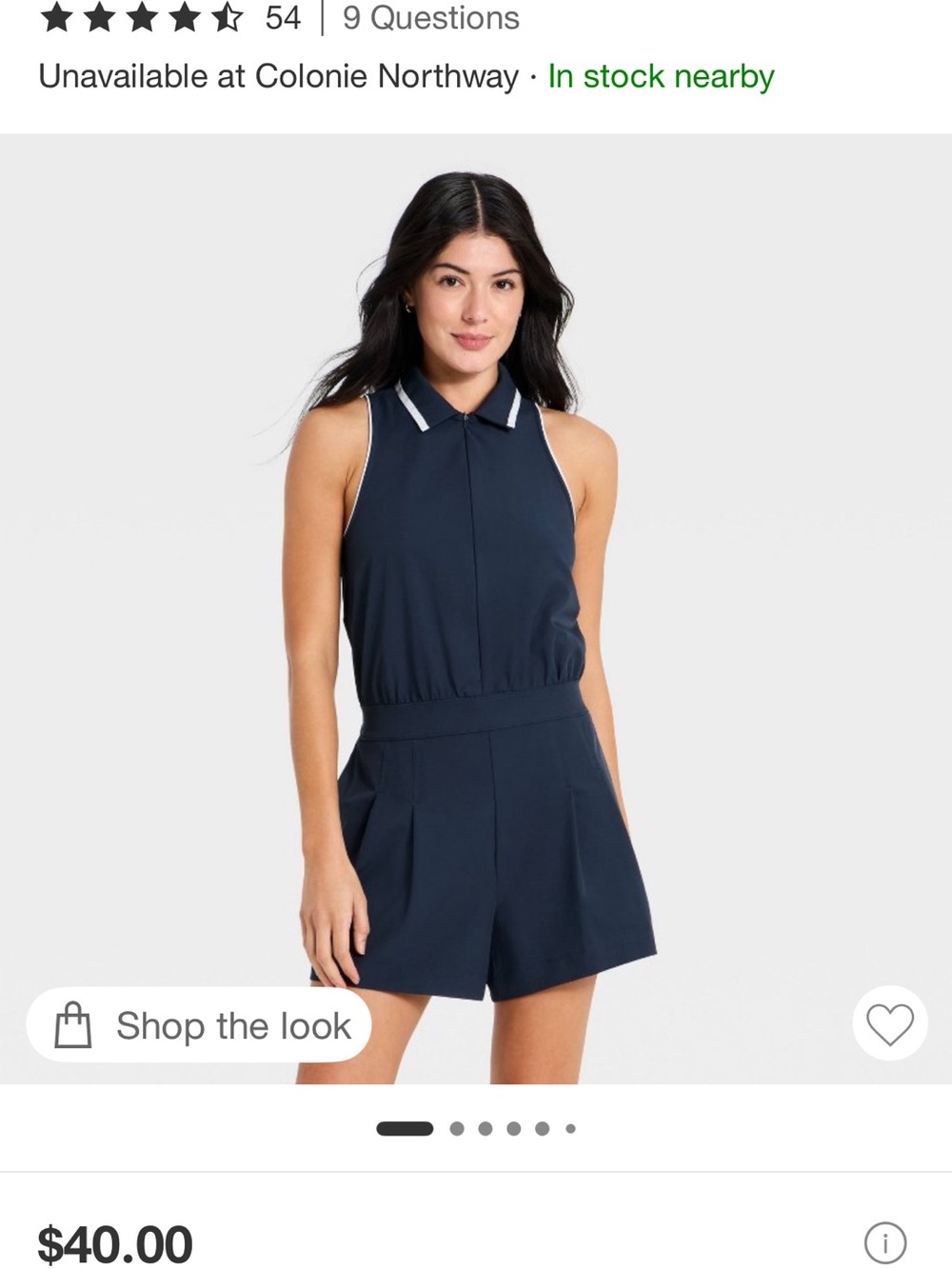 All in Motion Sleeveless Navy Polo-Style Romper